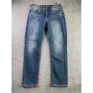 Silver Jeans Avery Slim Jeans 28x26 Medium Wash Distressed Stretch Denim